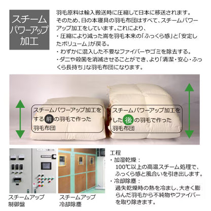 【日の本寝具】ハンガリーホワイト マザーグースダウン93％×ふわふわ 洗える羽毛布団・アルティキルト