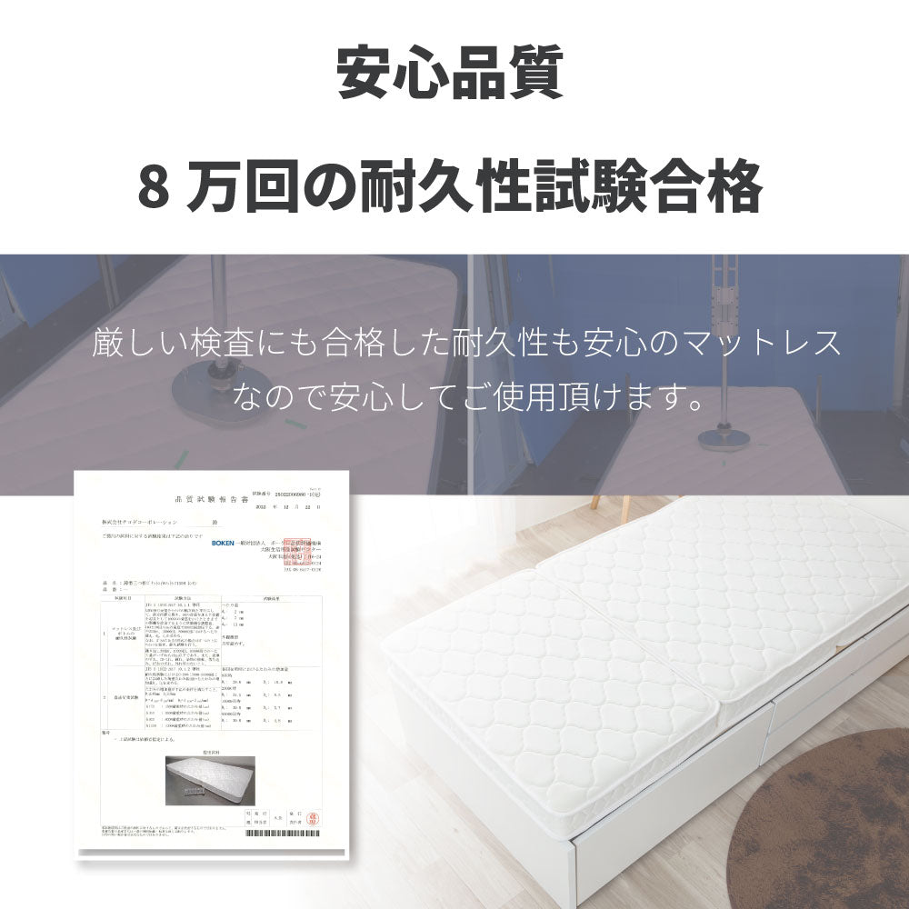 【源ベッド】三つ折り ポケットコイルマットレス 厚み12～13cm　両面仕様　(型番:M6071)