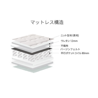 【源ベッド】三つ折り ポケットコイルマットレス 厚み12～13cm　両面仕様　(型番:M6071)