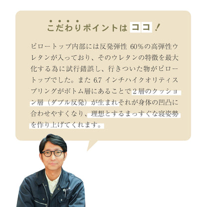 【源ベッド】咲夜Noway!｜ 日本製 ピロートップ仕様 高級ホテルの寝心地 ポケットコイルマットレス コンパクト梱包